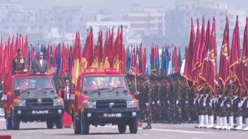 ১৮ বছর পর কুচকাওয়াজের মধ্য দিয়ে স্বাধীনতা দিবস উদযাপন