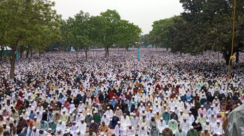 জনসমুদ্রে রূপ নেয় শোলাকিয়া ঈদগাহ, অনুষ্ঠিত ১৯৯তম ঈদ জামাত