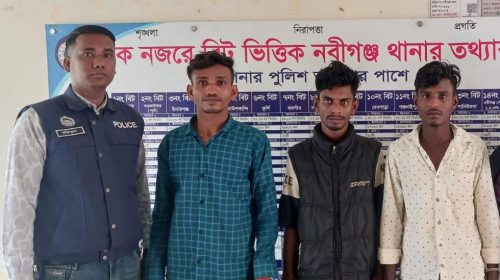 নবীগঞ্জে ২৫ পিস ইয়াবাসহ তিন যুবক গ্রেপ্তার