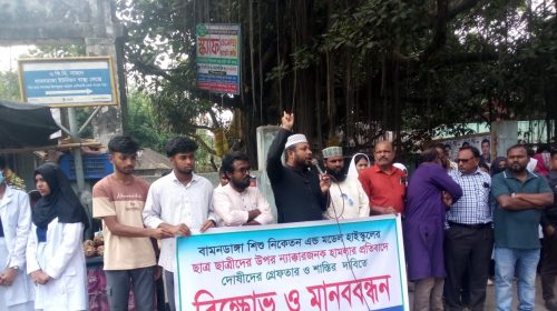 সুন্দরগঞ্জে শিক্ষার্থীদের ওপর হামলার বিচারের দাবিতে মানববন্ধন অনুষ্ঠিত